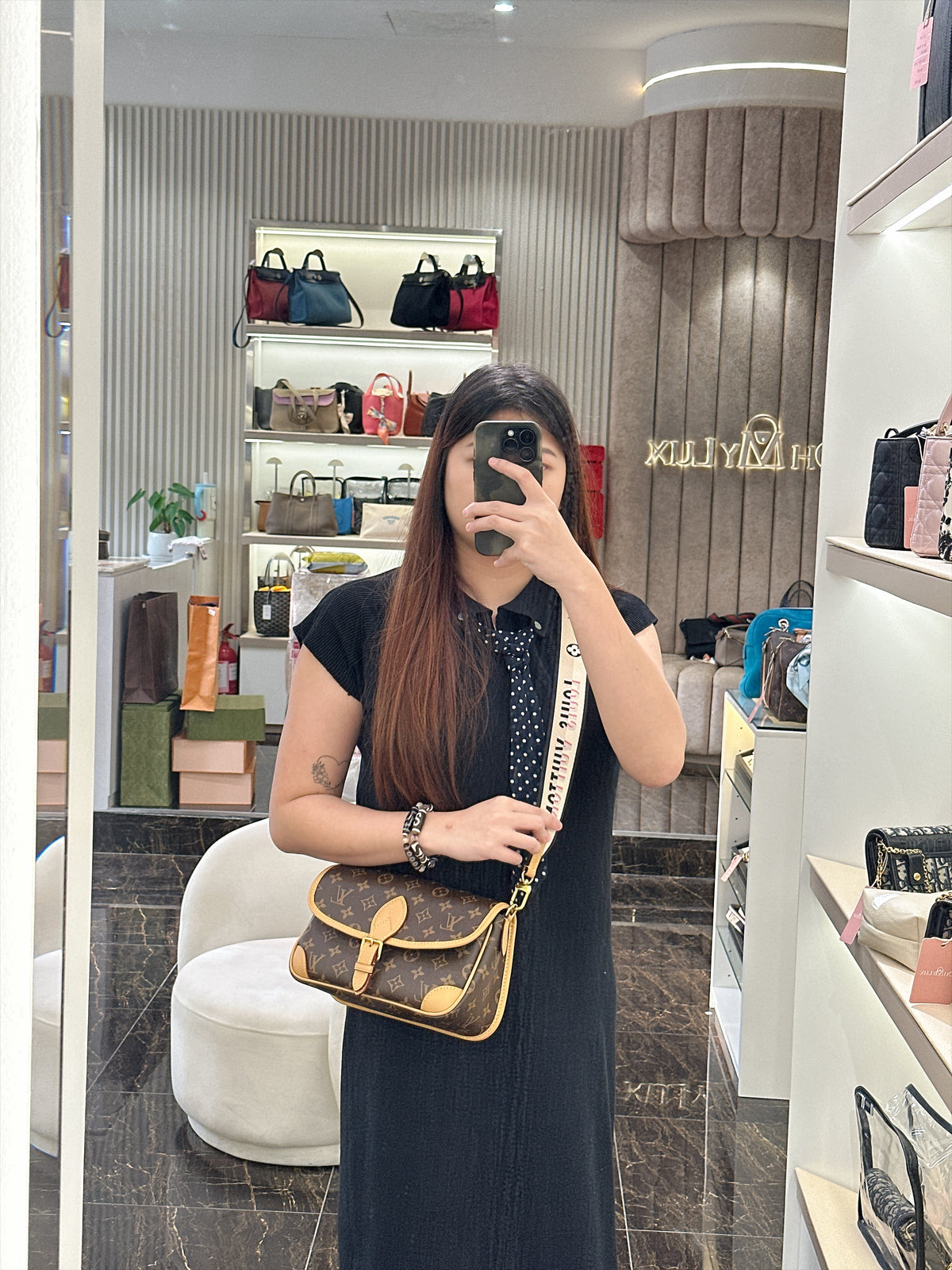 LV Monogram Diane with Black Strap
