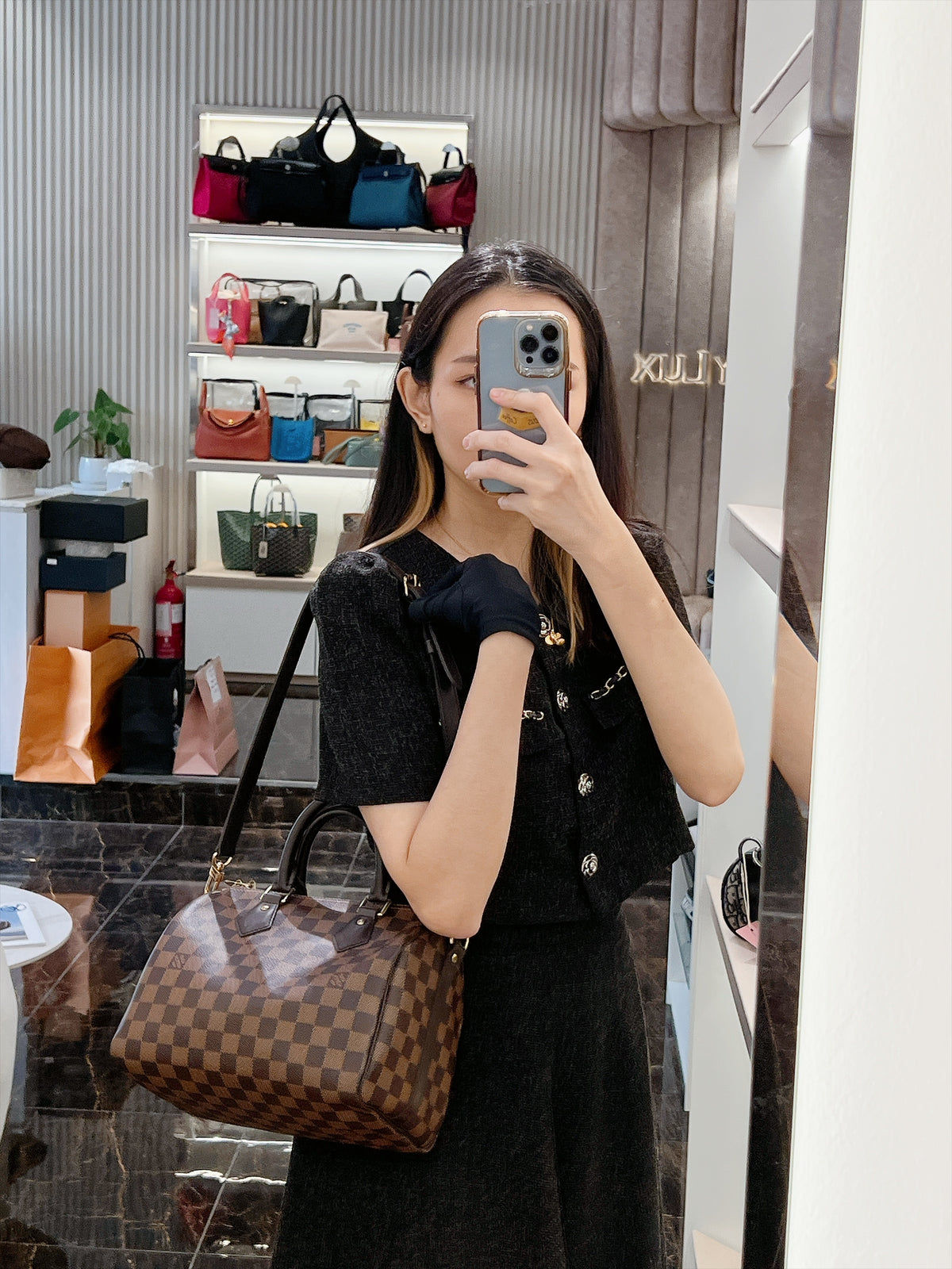 LV Damier Ebene Speedy 25 Bandouliere