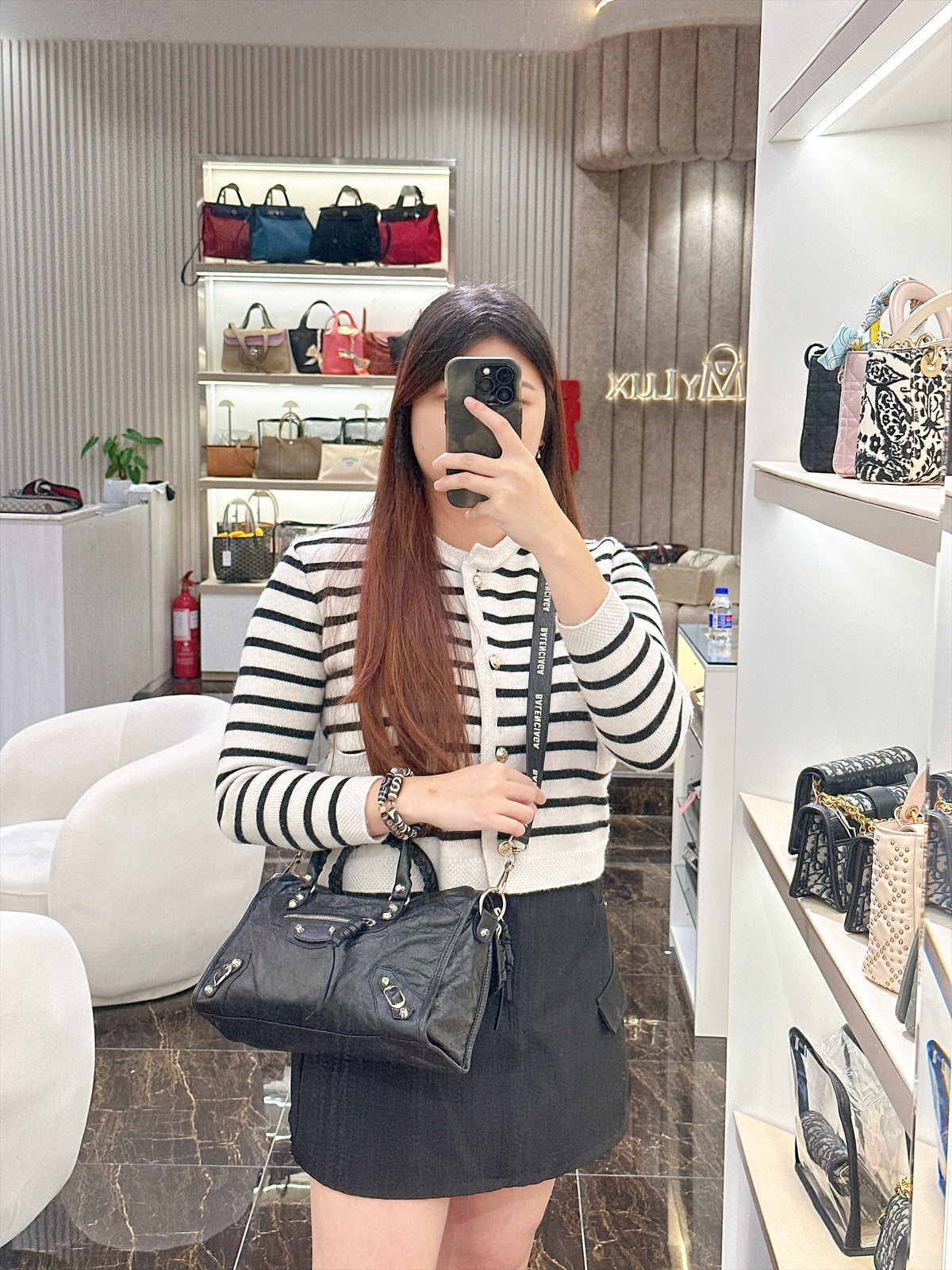 Balenciaga Le City Small In Black Arena Lambskin