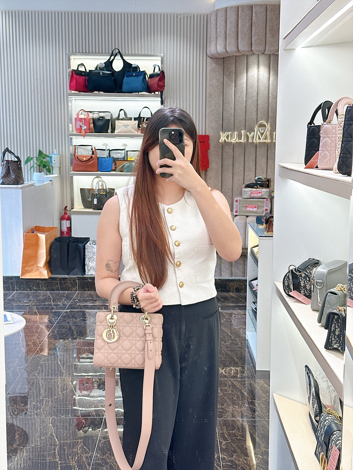 Lady Dior Small Pink in LGHW