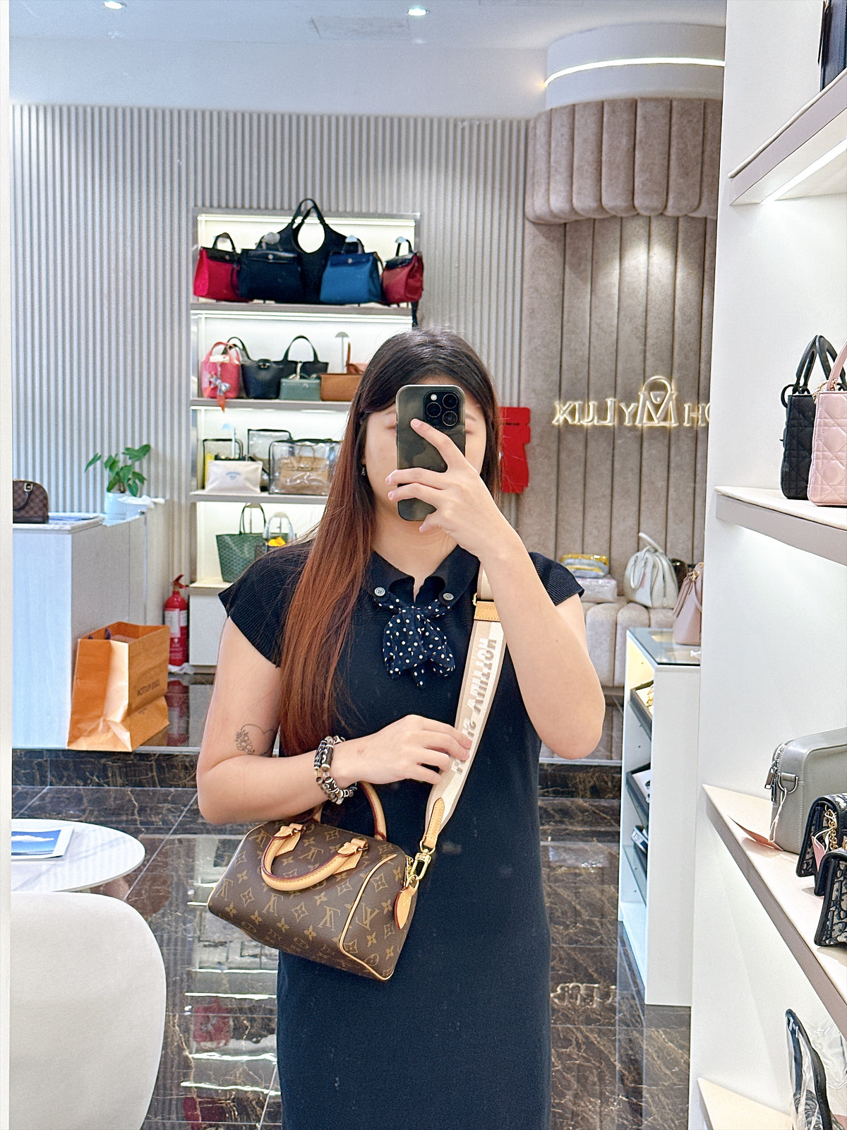 LV Monogram Speedy 20 in Beige Strap