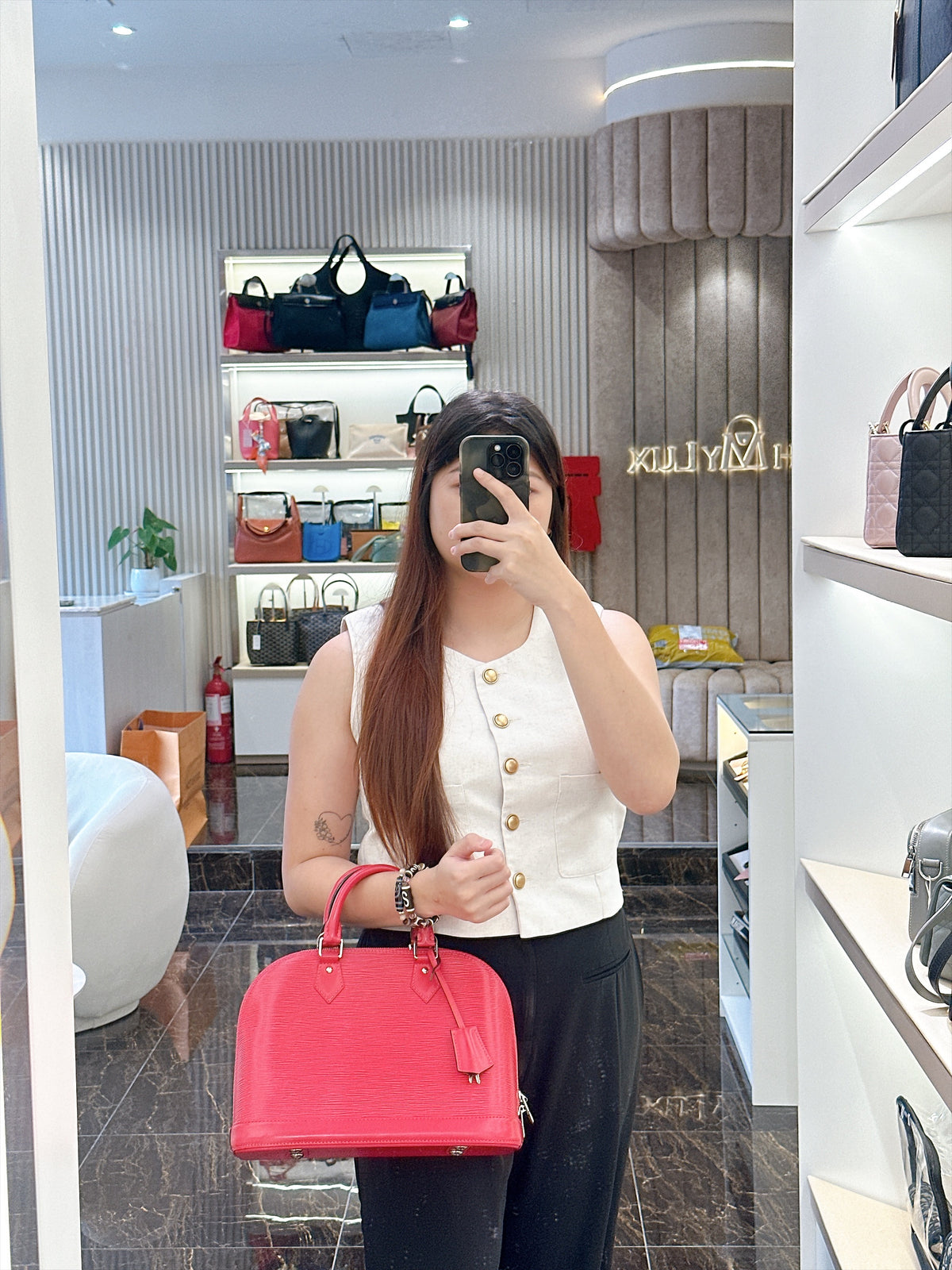 LV Alma PM in Pink Epi Leather