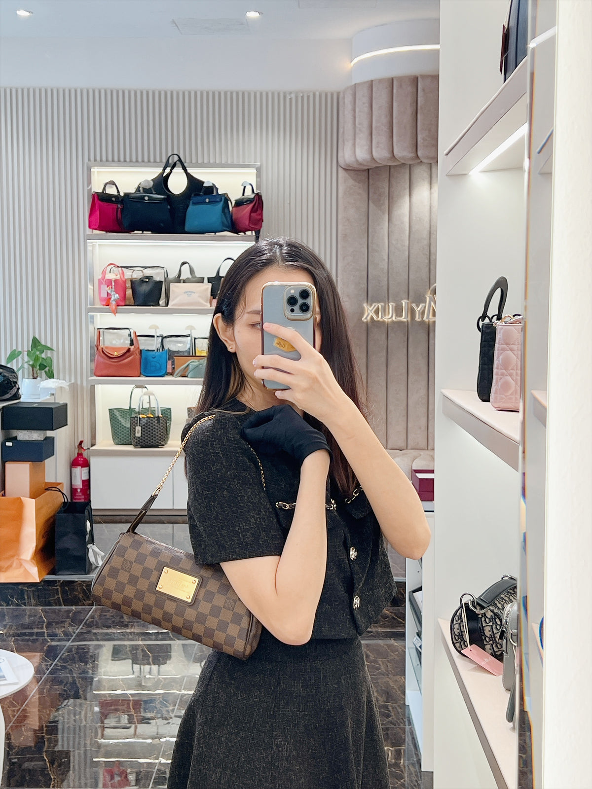 LV Damier Ebene Eva Clutch