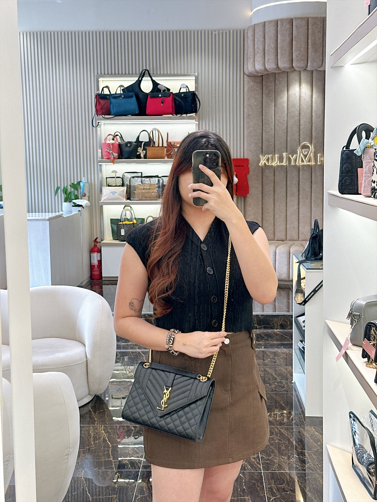 YSL Envelope Medium In Black GHW