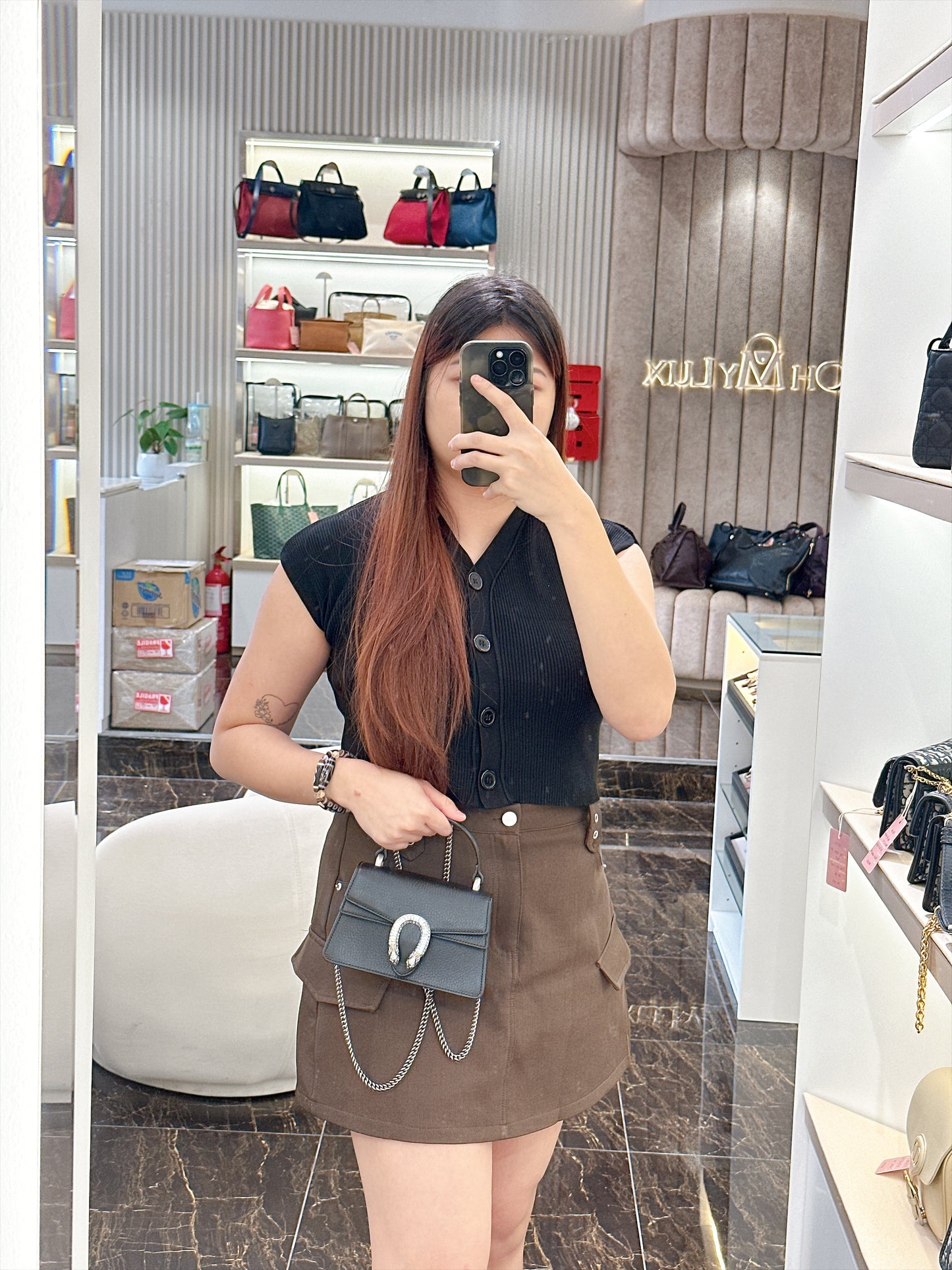 Gucci Mini Dionysus Handle with Crystals in Black