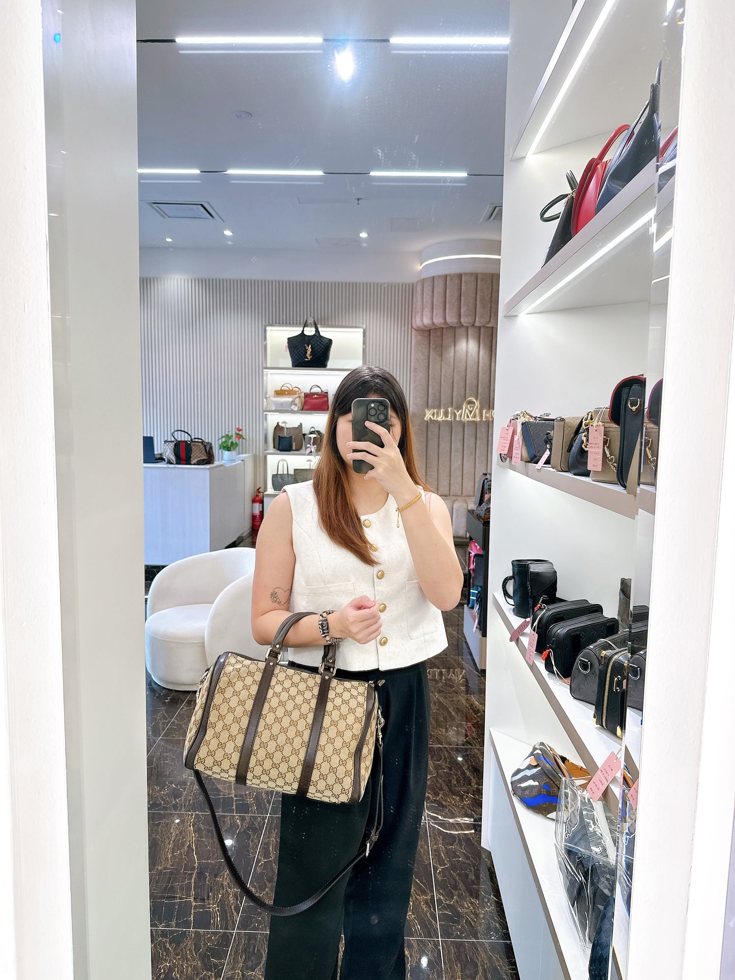 Gucci Canvas Boston Bag