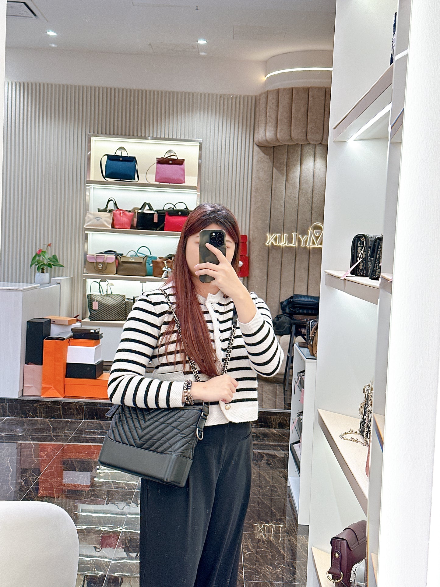 Chanel Gabrielle Medium in Black Chevron