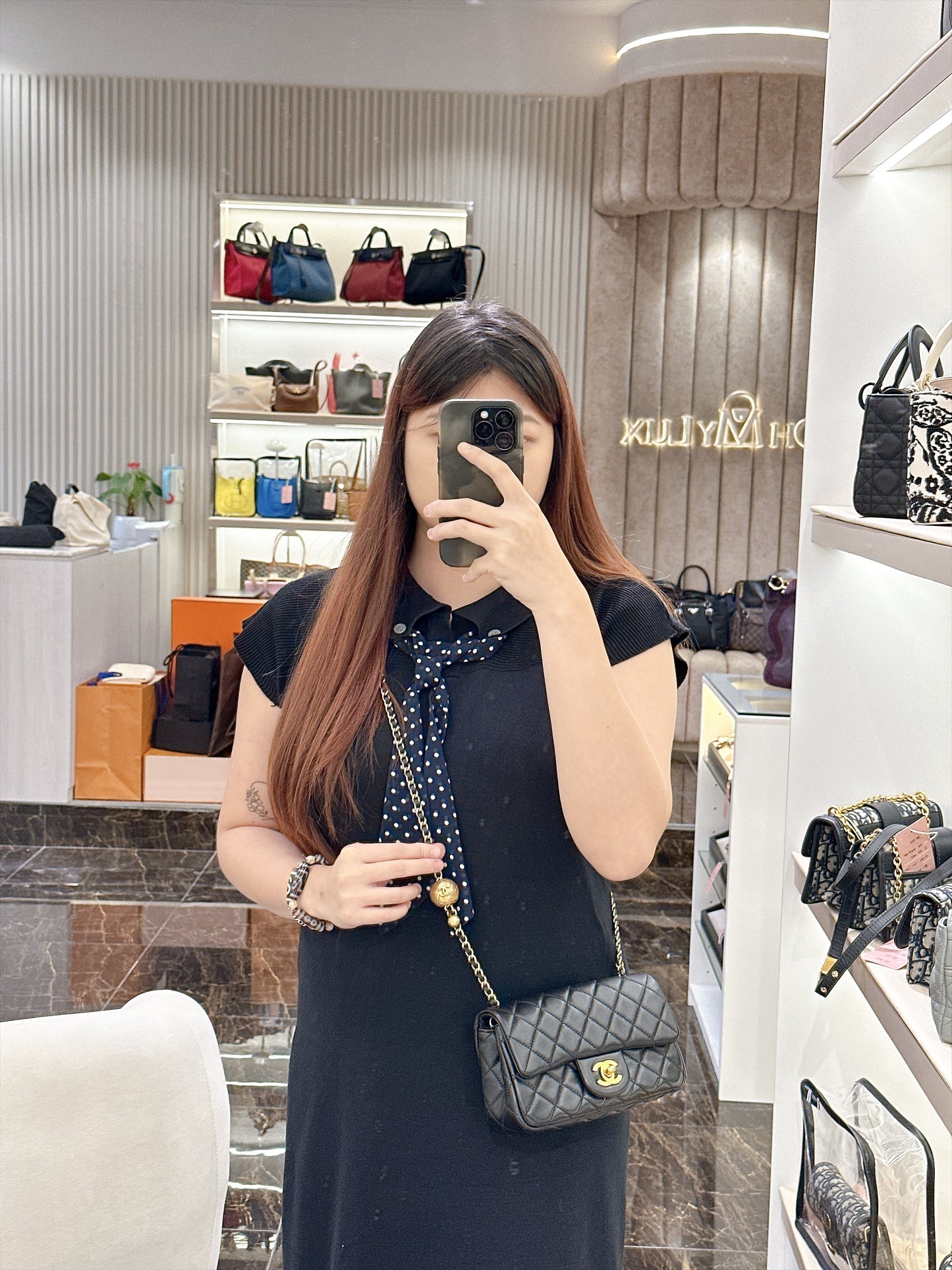 Chanel Mini Rectangle with Pearl Crush in Black GHW
