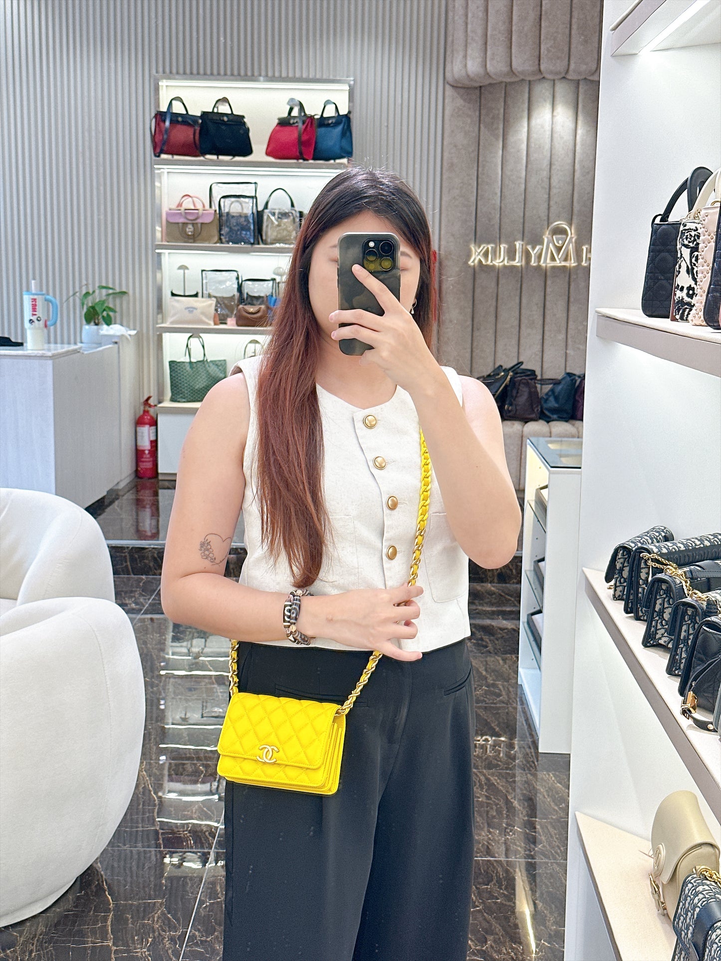 Chanel Wallet On Chain in Yellow Lambskin