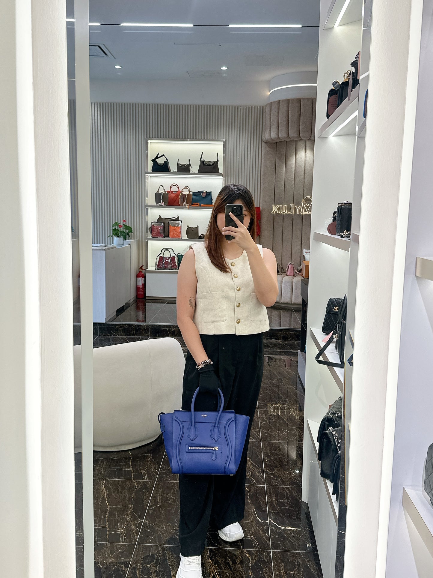 Celine Luggage Tote in Blue