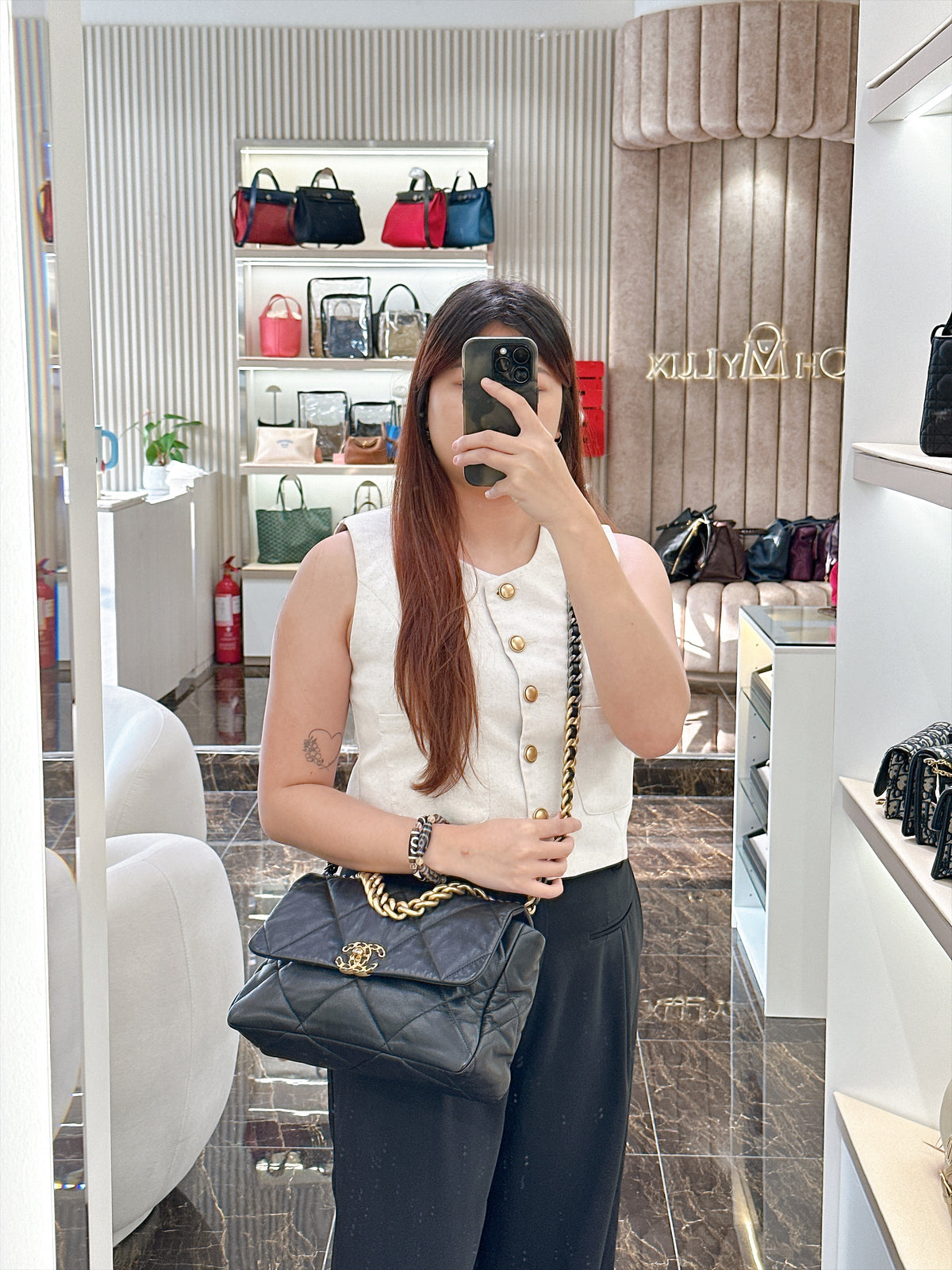 Chanel 19 Medium in Black Goatskin