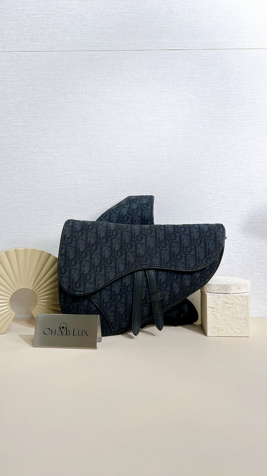 Dior Saddle Bag in Black Dior Oblique Jacquard