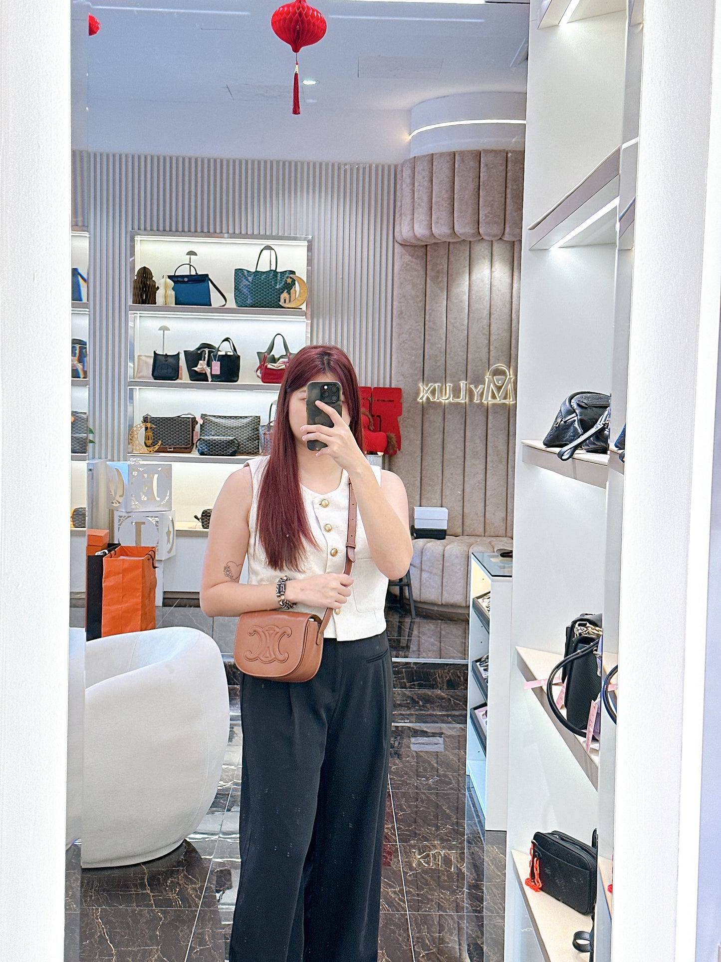 Celine Folco Cuir Tan in Calfskin