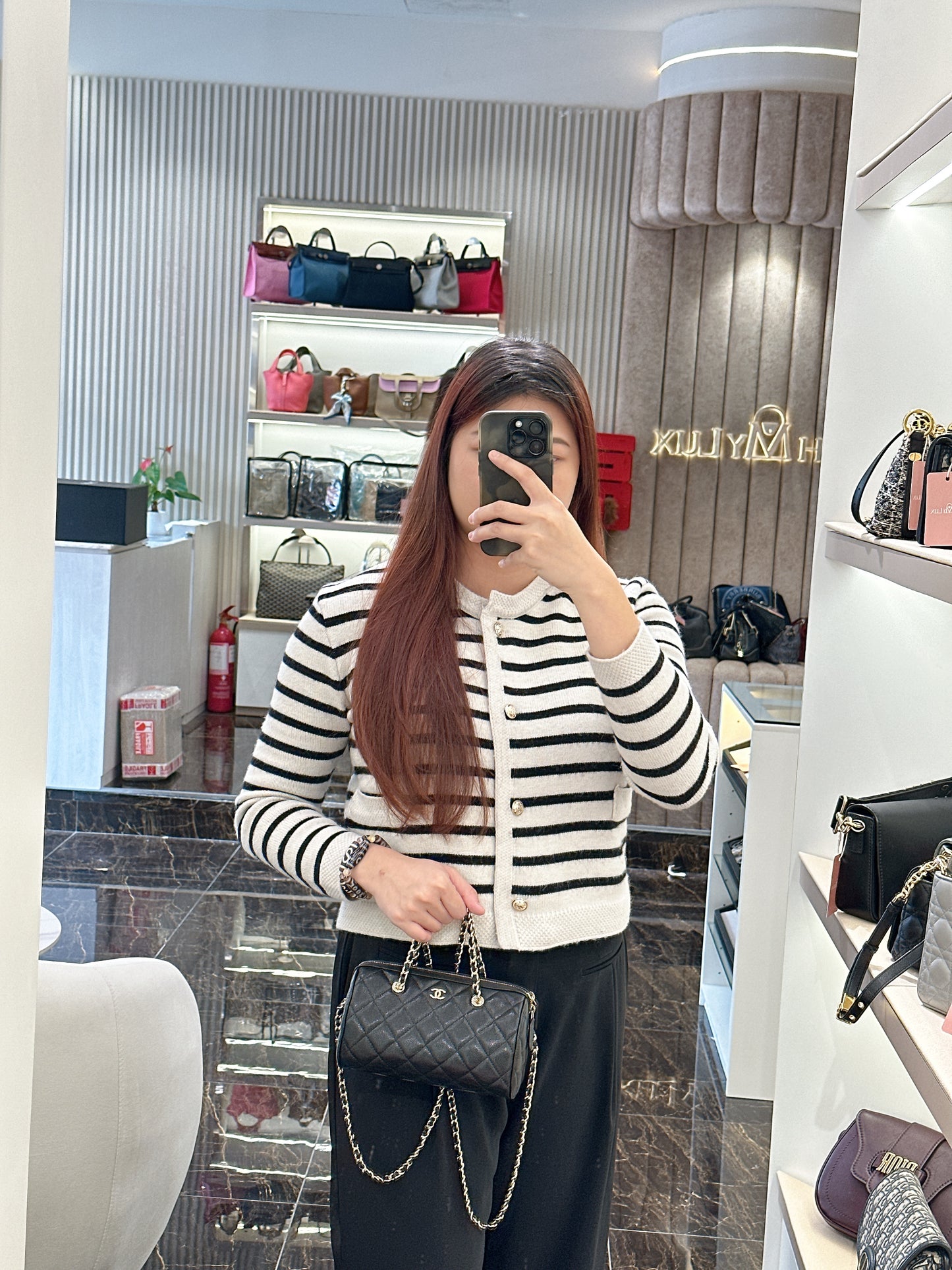 Chanel 25P Bowling Bag in Black Caviar