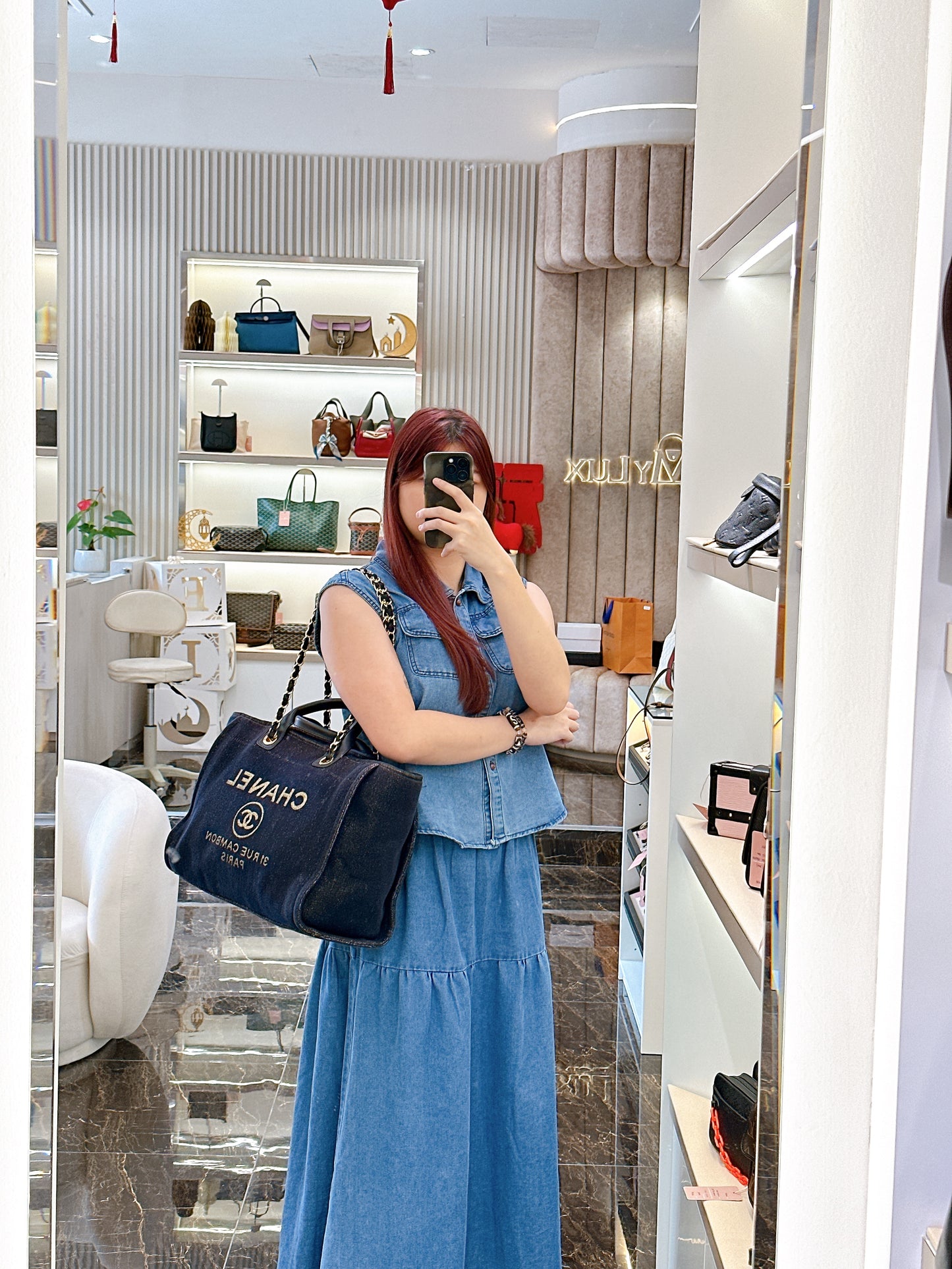 Chanel Deauville Medium in Navy Lurex Canvas