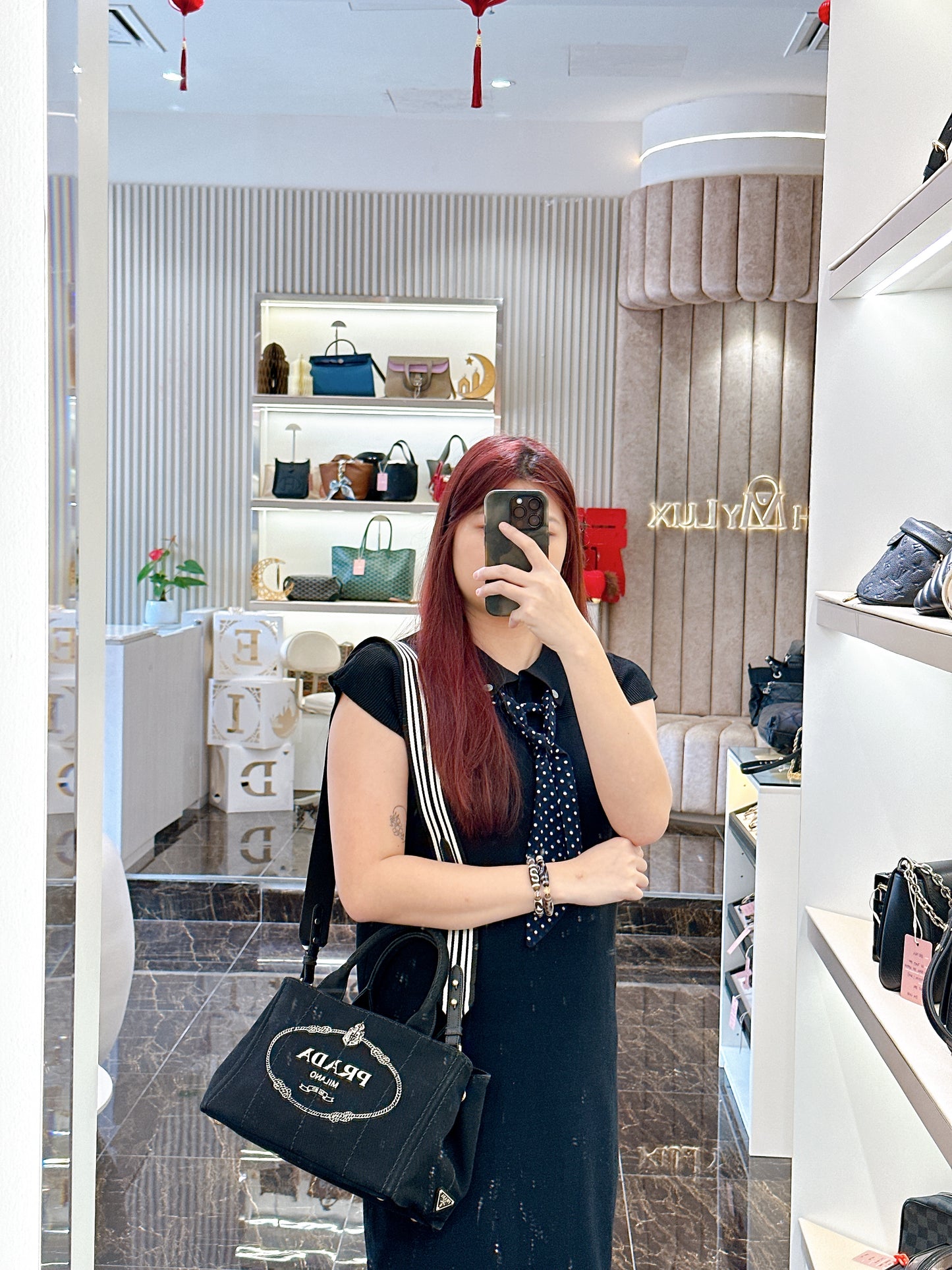 Prada Canapa Tote Small in Black