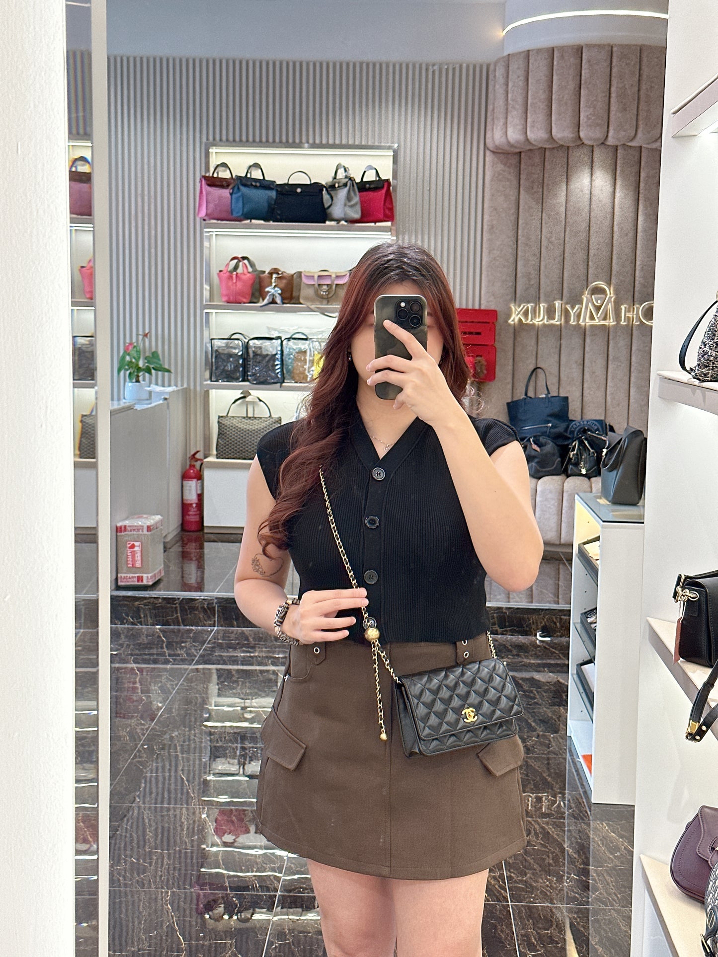 Chanel WOC Lambskin Pearl Crush in Black