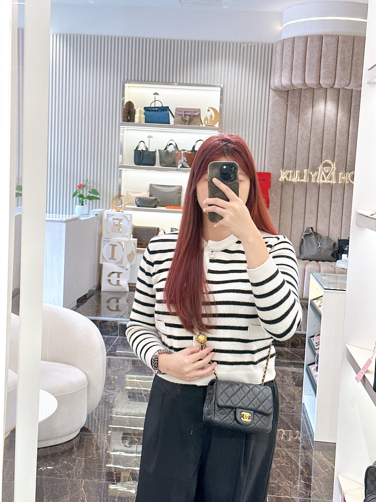 Chanel Mini Square in Black with Pearl Crush