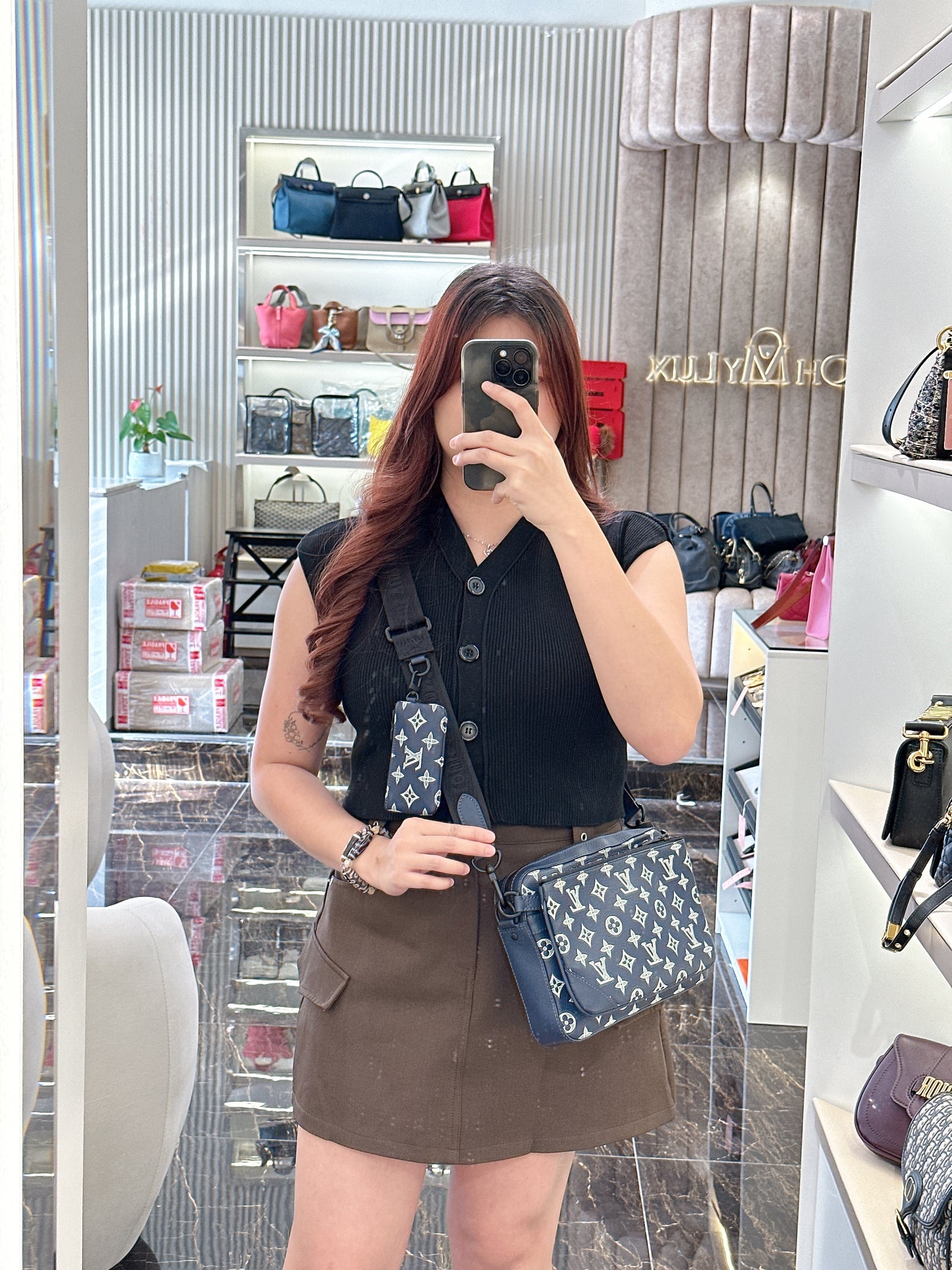 LV Trio Messenger in Shadow Leather