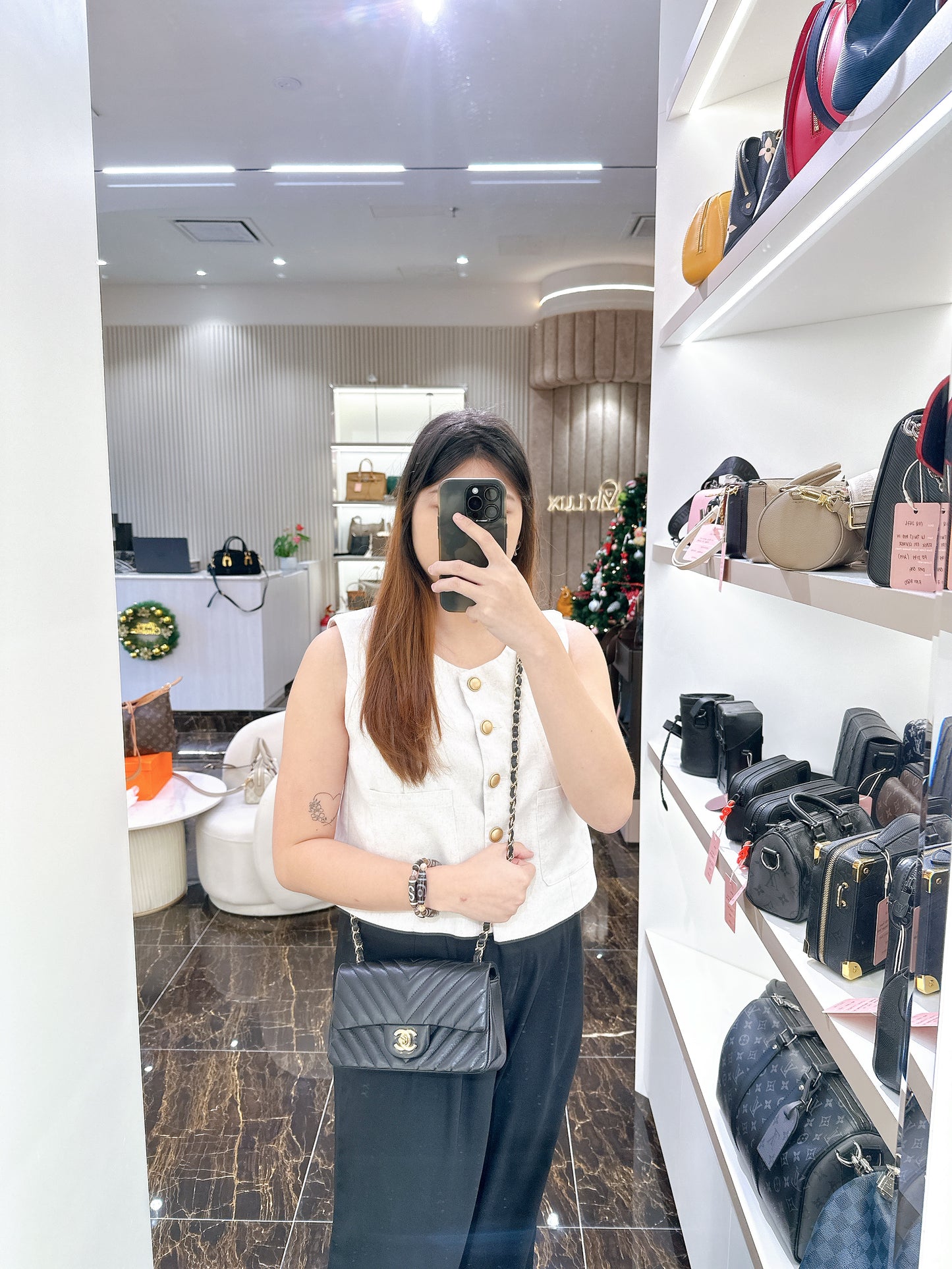 Chanel Mini Rectangular in Chevron Black GHW