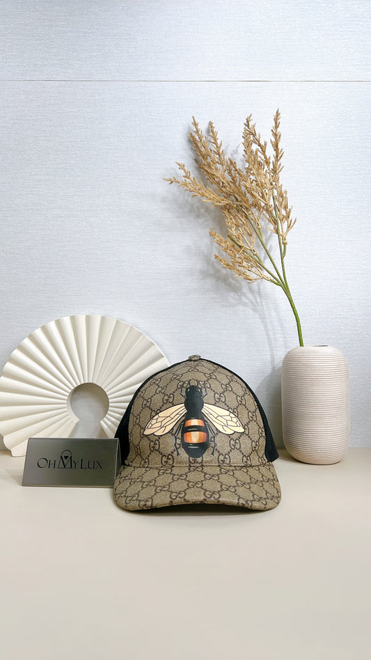 Gucci Beige Bee Print GG Supreme Canvas