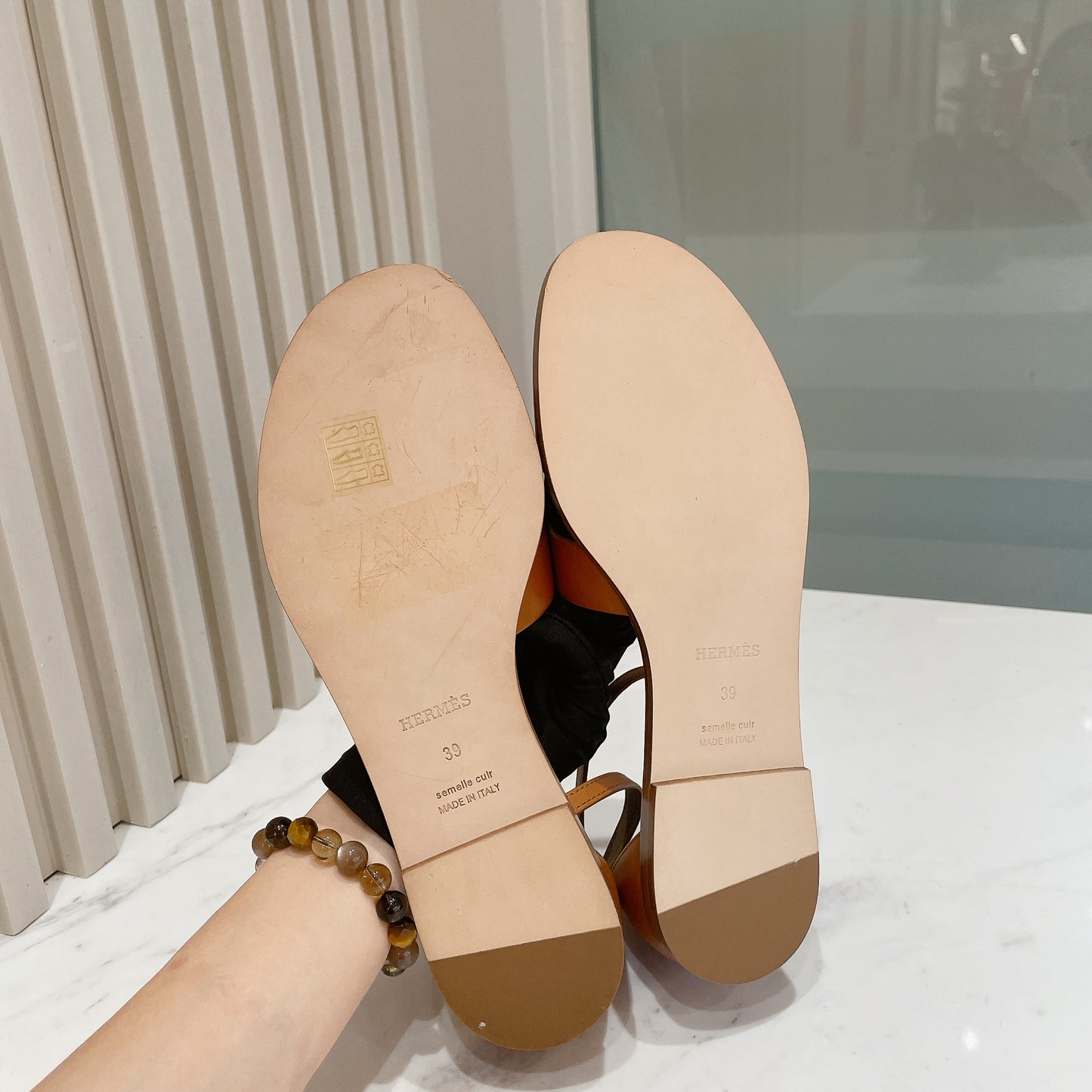 Hermes Santorini Sandal In Brown