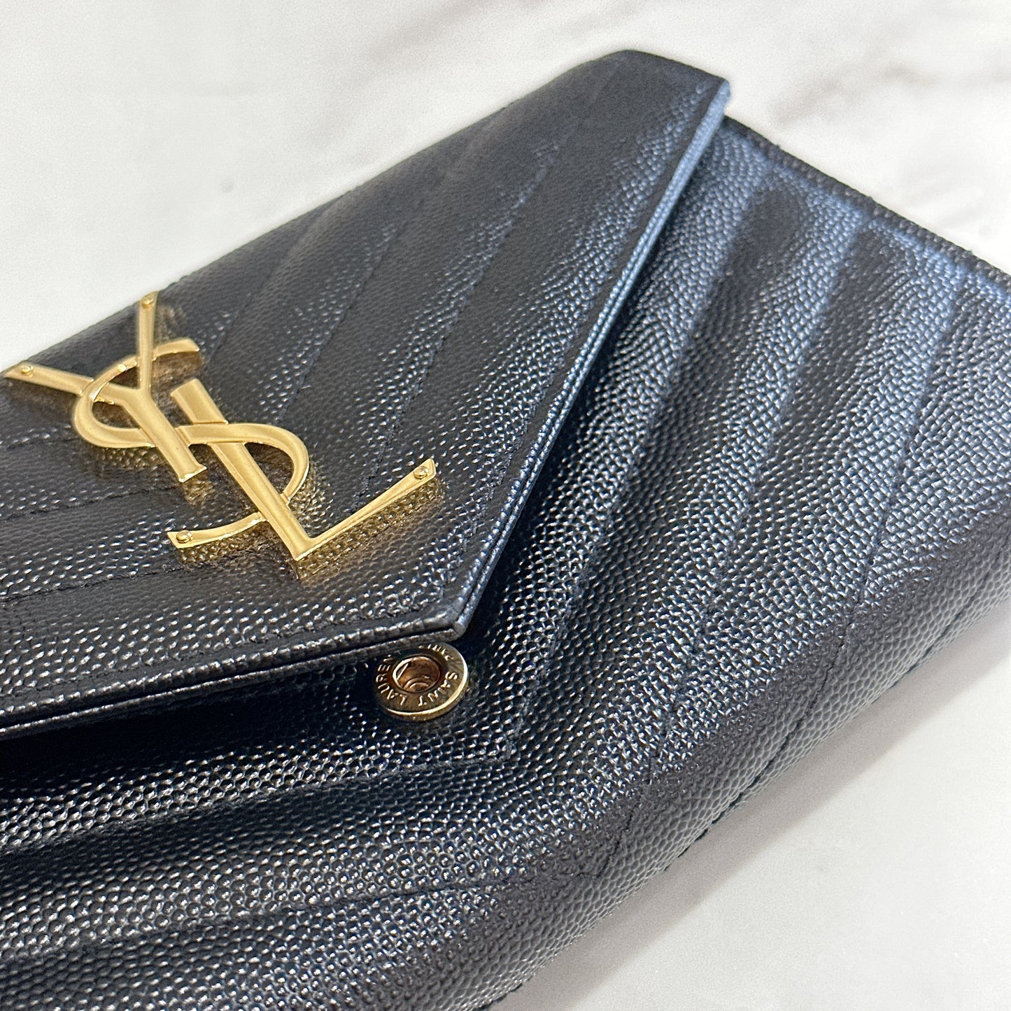 YSL Cassandra Flap Wallet in Black GHW