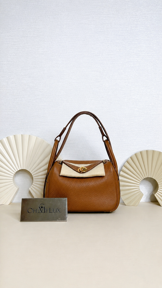 Hermes Mini Lindy in Gold