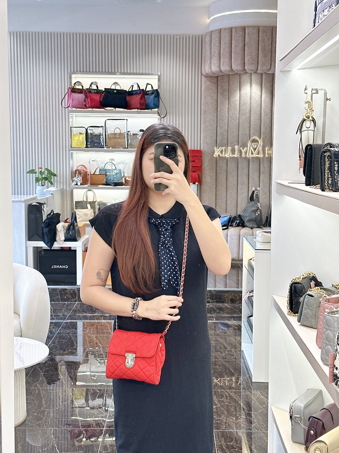 Prada Red Nylon Chain Crossbody Bag