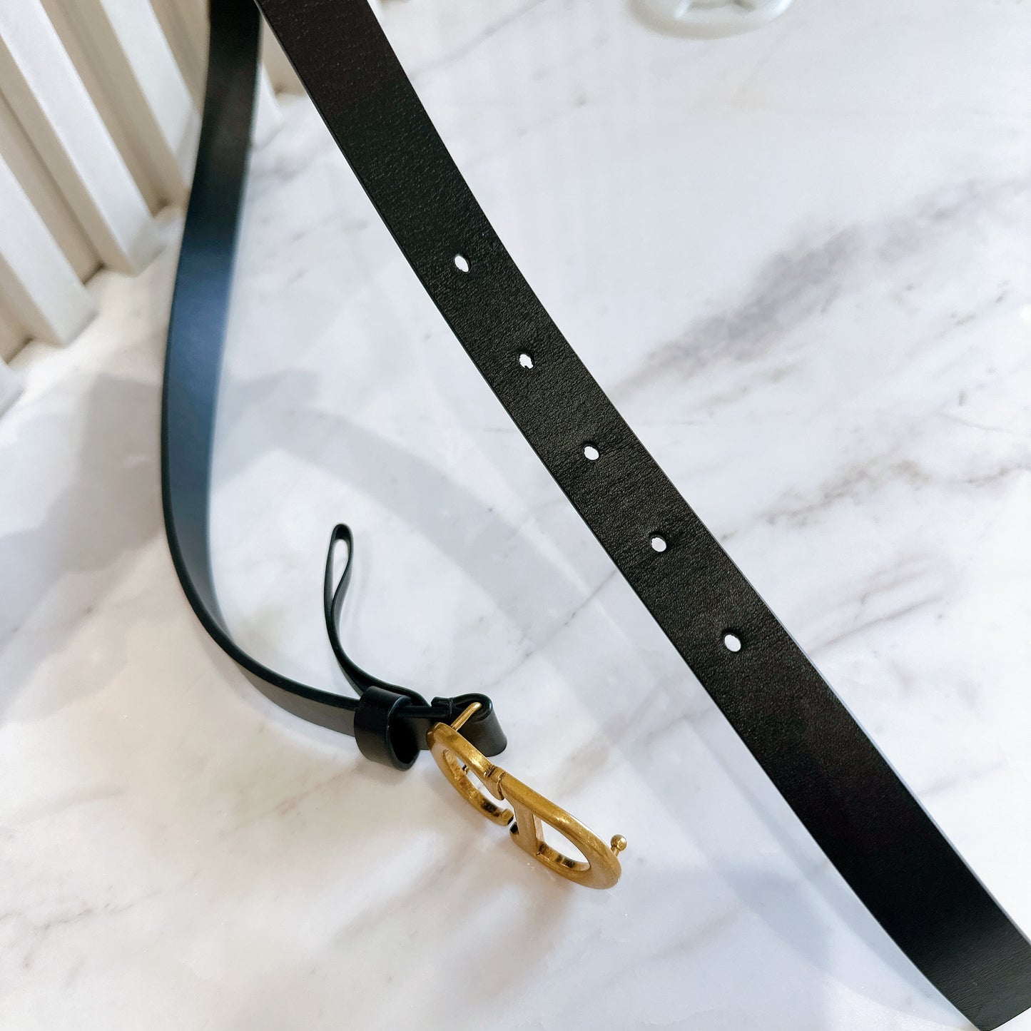 Dior Saddle Belt in Black Calfskin GHW