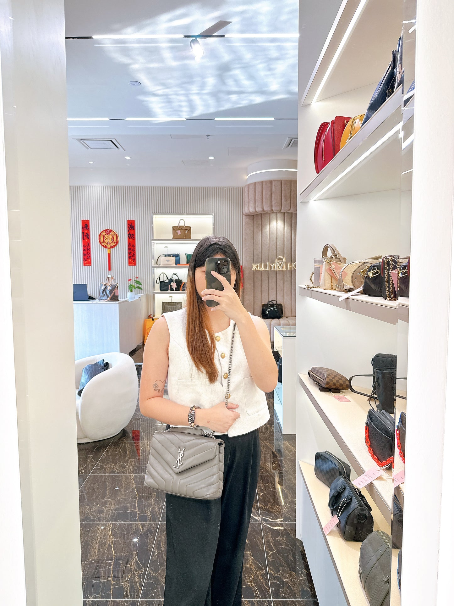 YSL Lou Small In Grey