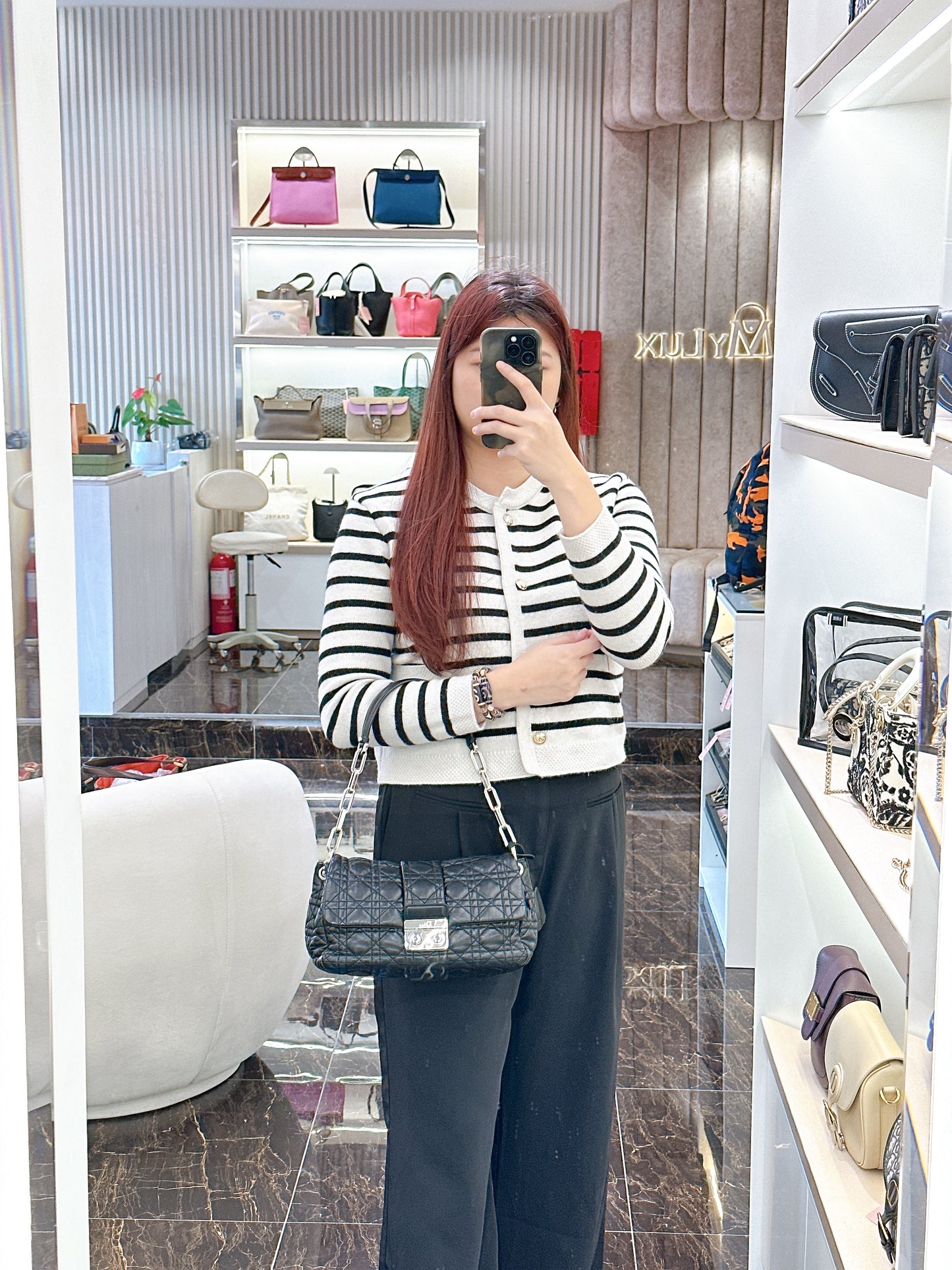 Dior New Lock Cannage Shoulder Bag in Black