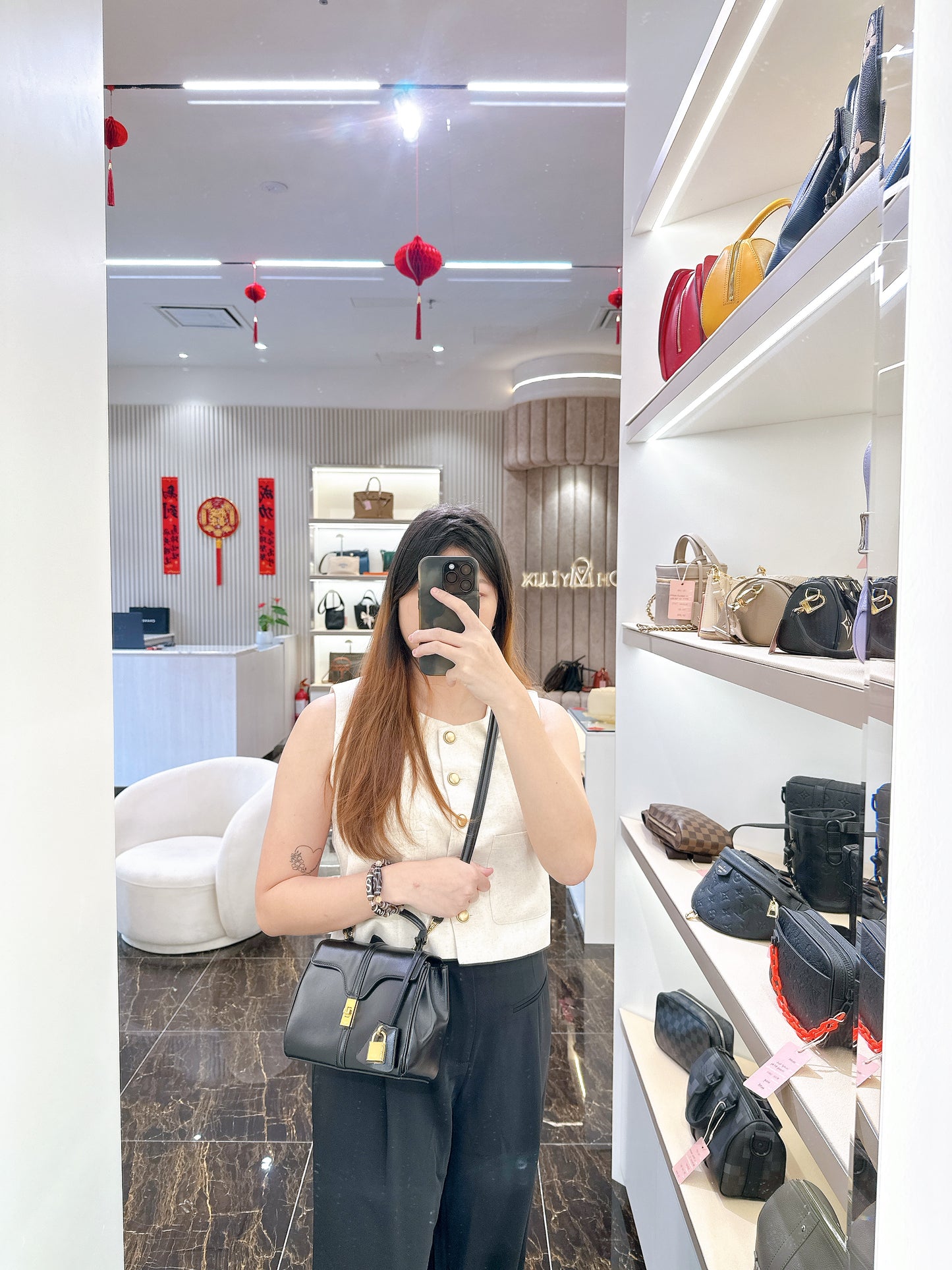 Celine Mini 16 Satinated Calfskin in Black