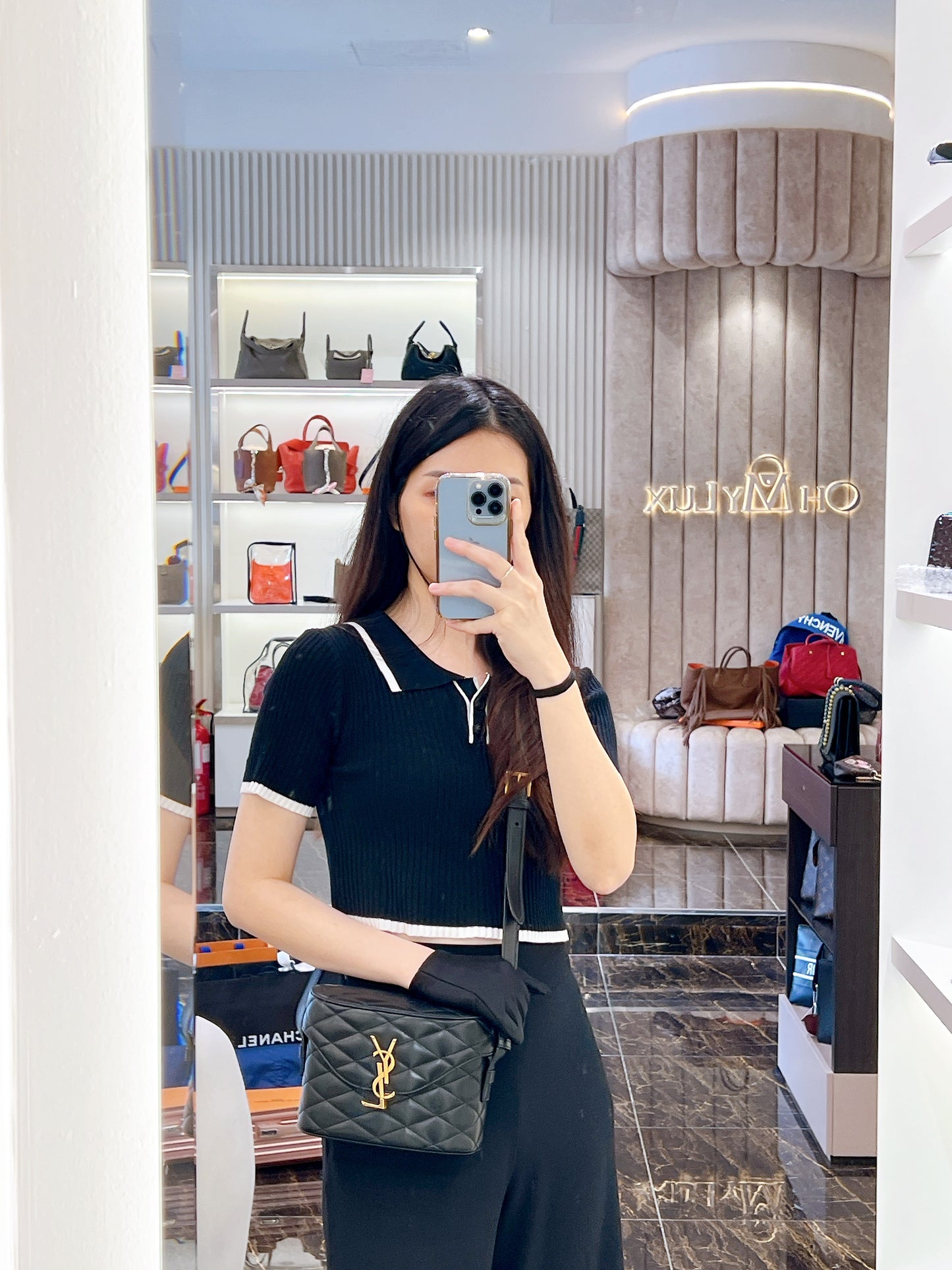 YSL June Box Bag in Black GHW