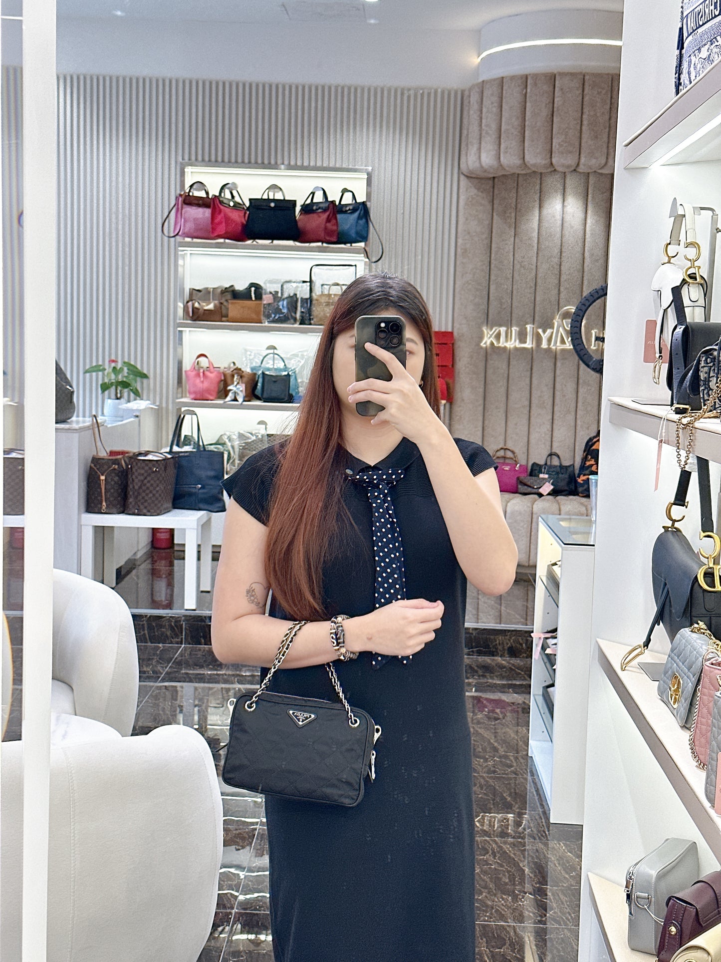 Prada Quilted Tessuto Nylon Shoulder Bag