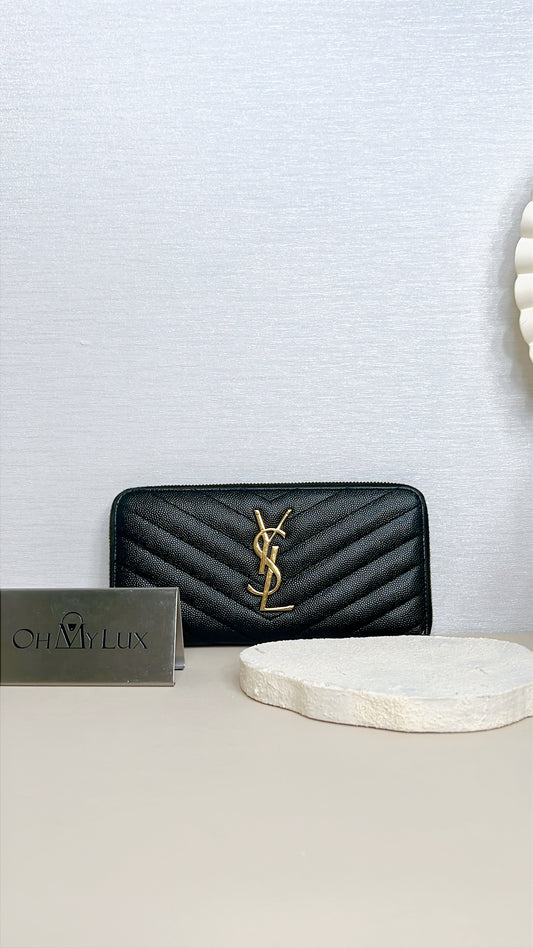 YSL Cassandre Matelasse Zip Around Wallet