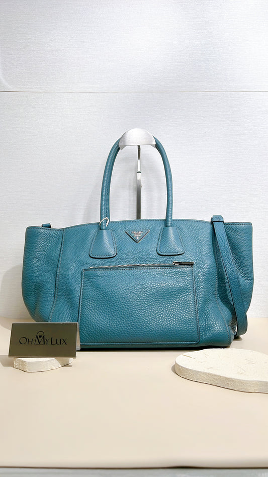 Prada Front Pocket Wing Convertible Tote in Blue