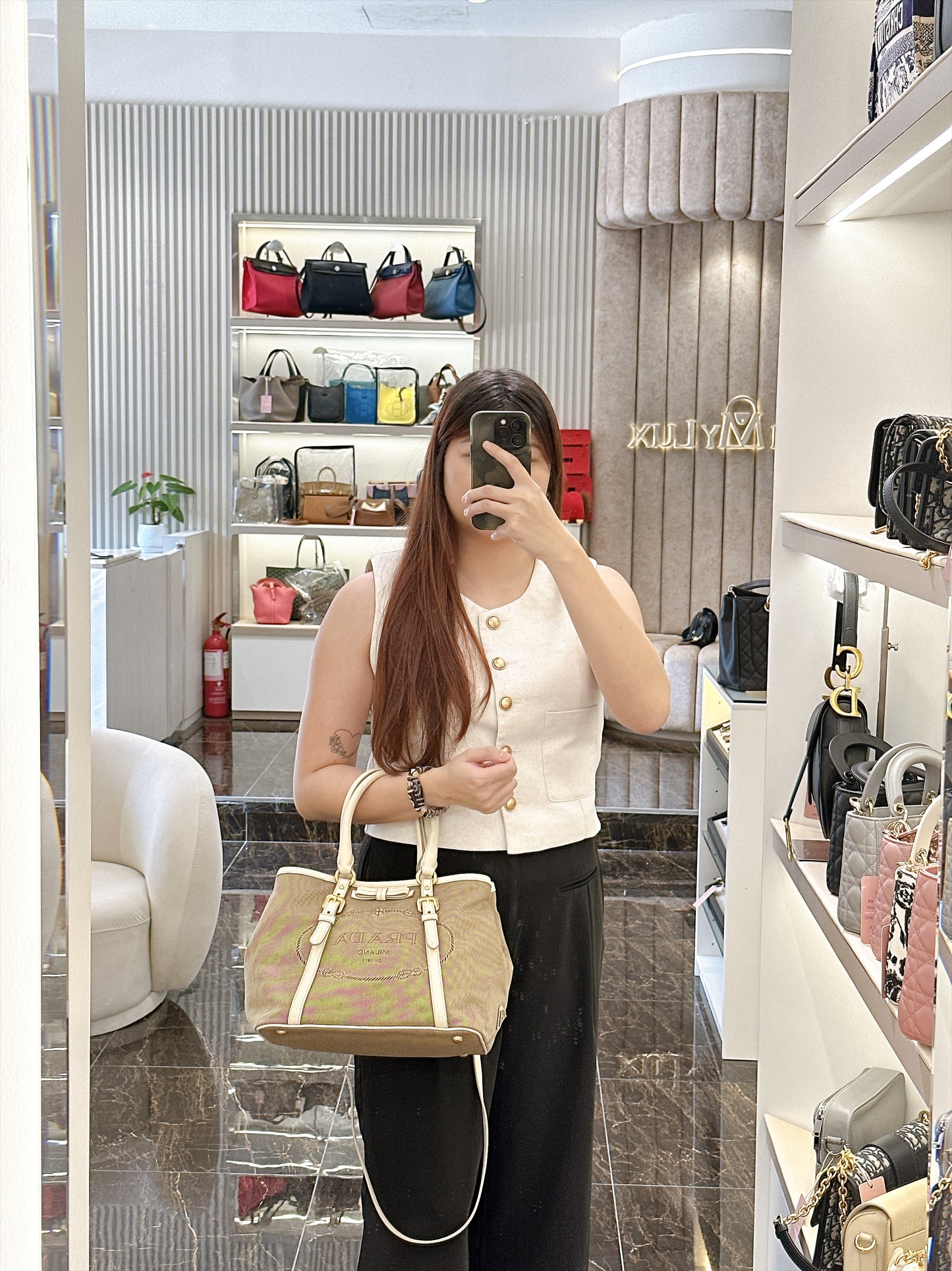 Prada Logo Jacquard Tote Bag