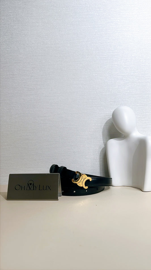 Celine Triomphe Belt Black in GHW 18mm