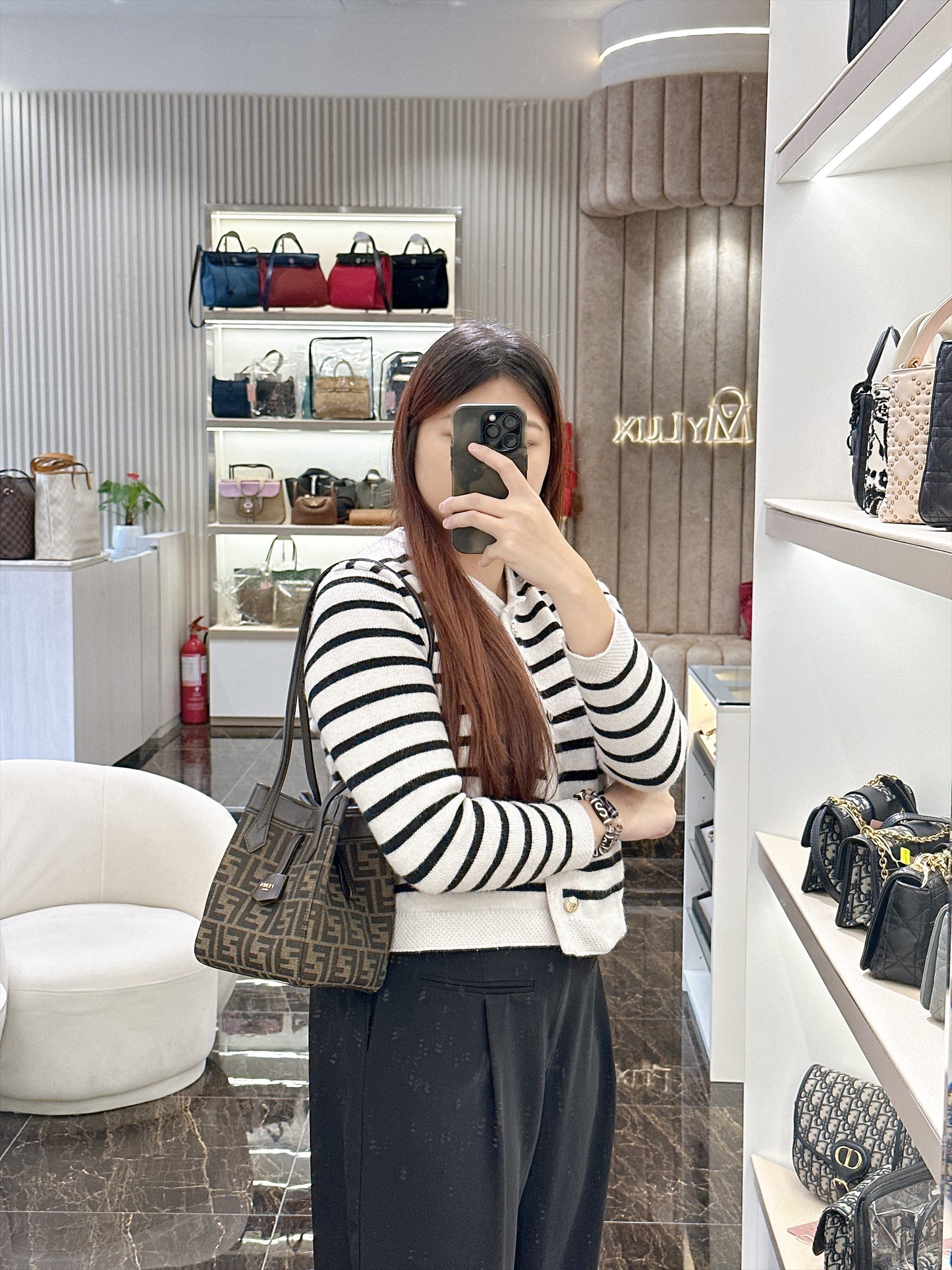 Fendi Origami Mini in Brown FF Jacquard