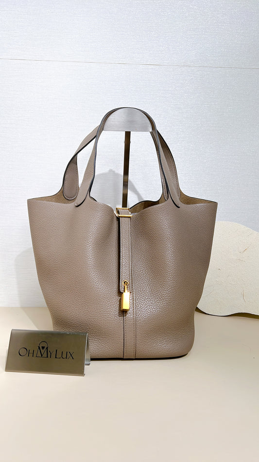 Hermes Picotin 22 Gris Asphalte in Taurillon Clemence Leather