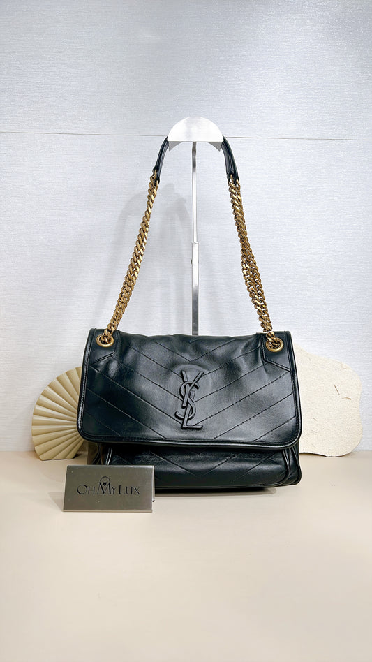 YSL Niki Medium in Black Lambskin