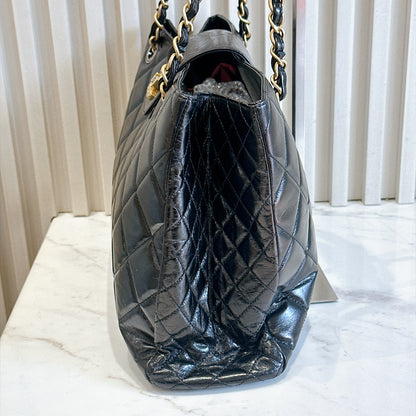 Chanel Coco Turn Lock Chain Tote in Black Aged Calfskin