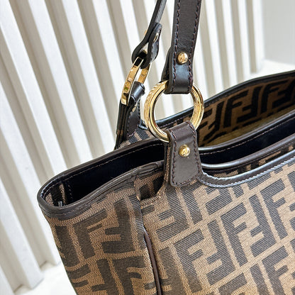Fendi Zucca Print Canvas and Leather Tote / Chef Bag