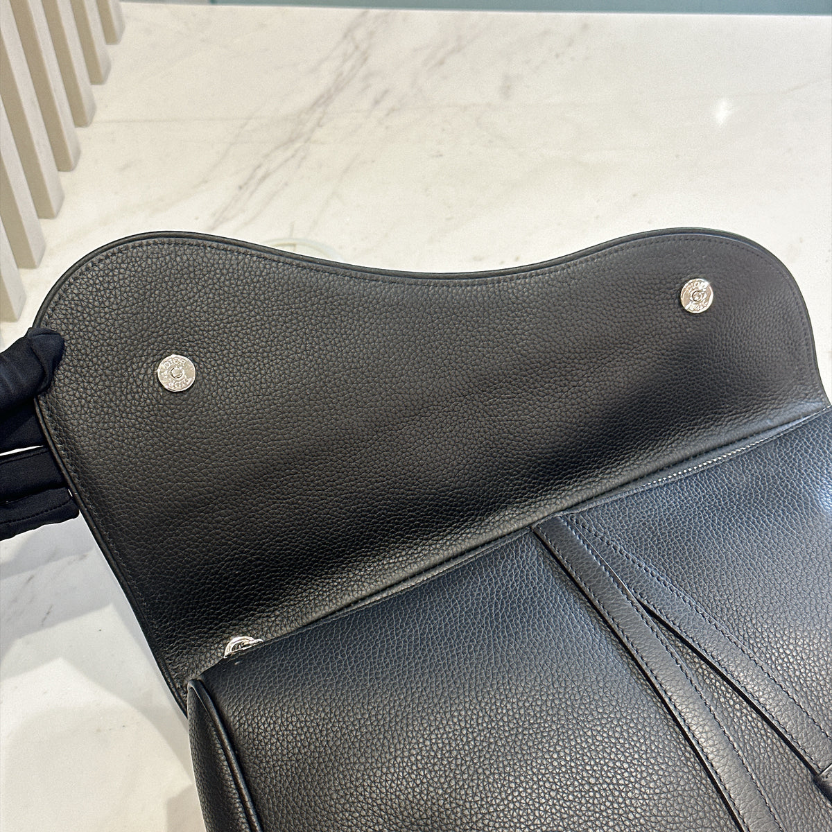 Dior Saddle Maxi in Black Grained Calf Leather
