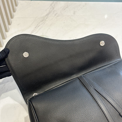 Dior Saddle Maxi in Black Grained Calf Leather