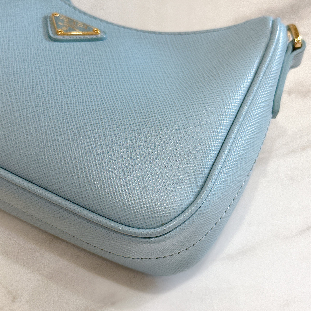 Prada 3 in 1 Hobo Bag in Blue Saffiano