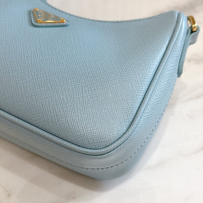 Prada 3 in 1 Hobo Bag in Blue Saffiano