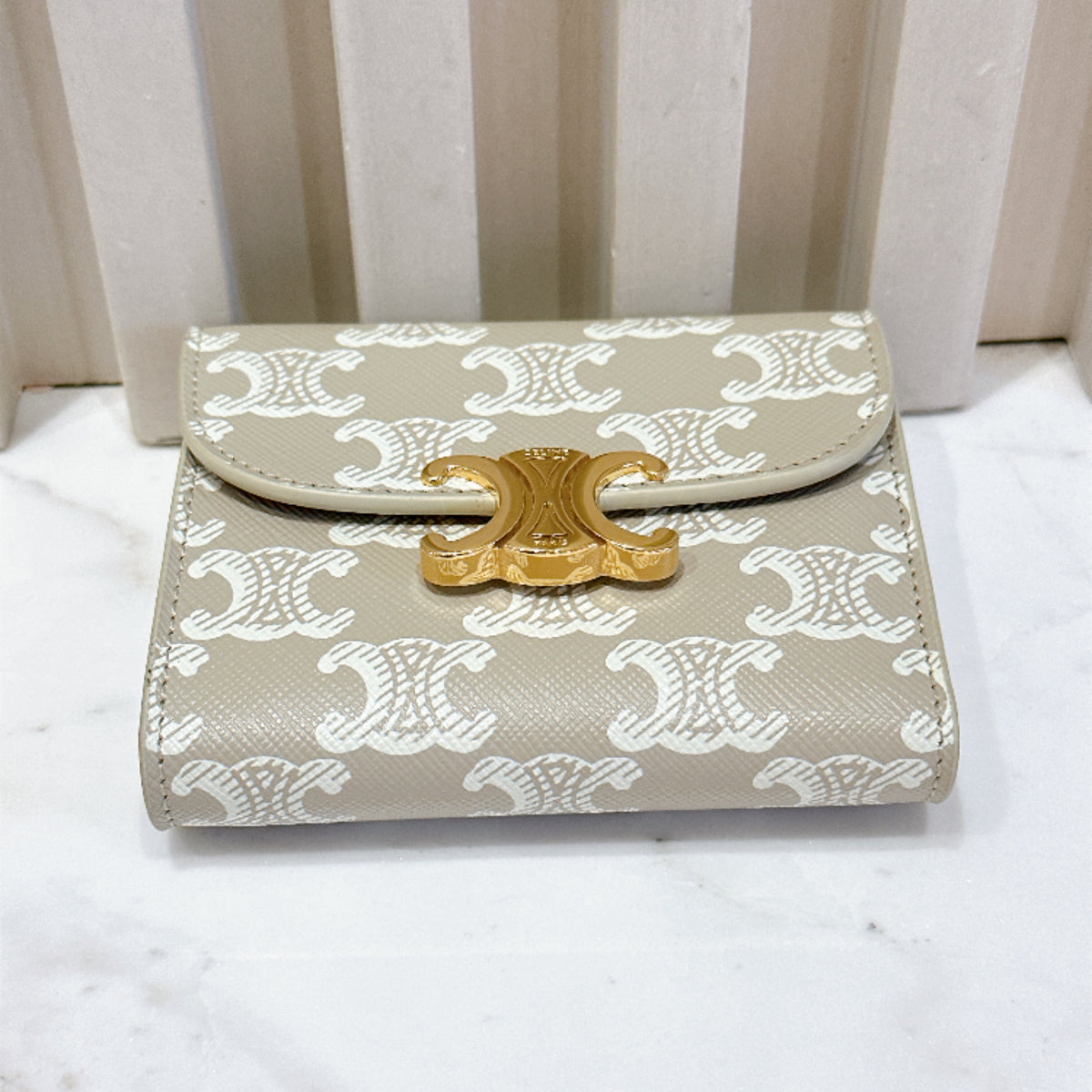 Celine Small Flap Wallet in Grege