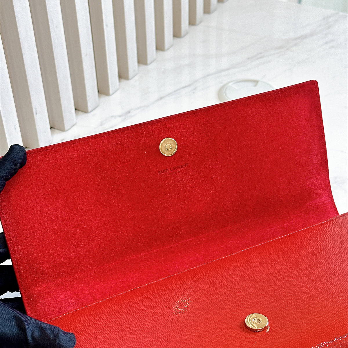 YSL Red Monogram Classic Cassandre Clutch